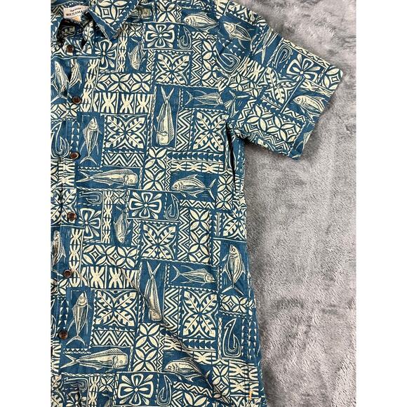 men's blue Quiksilver Waterman collection fish print 2XL excellent condition - Picture 2 of 9
